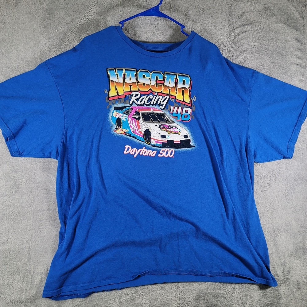NASCAR DAYTONA 500 RACE '48 BLUE SHORT SLEEVE T-SHIRT MEN'S SIZE 3XL